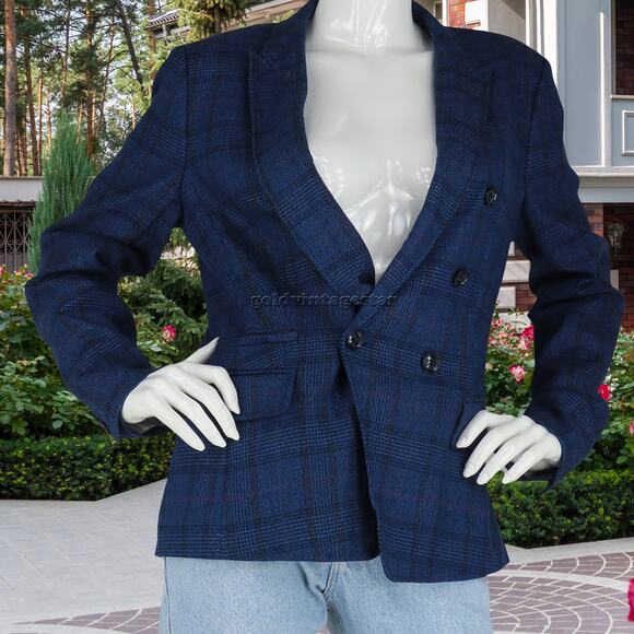 Womens Banana Republic Plaid Blue Career Work Office Blazer Suit Jacket 10 M - Picture 9 of 13